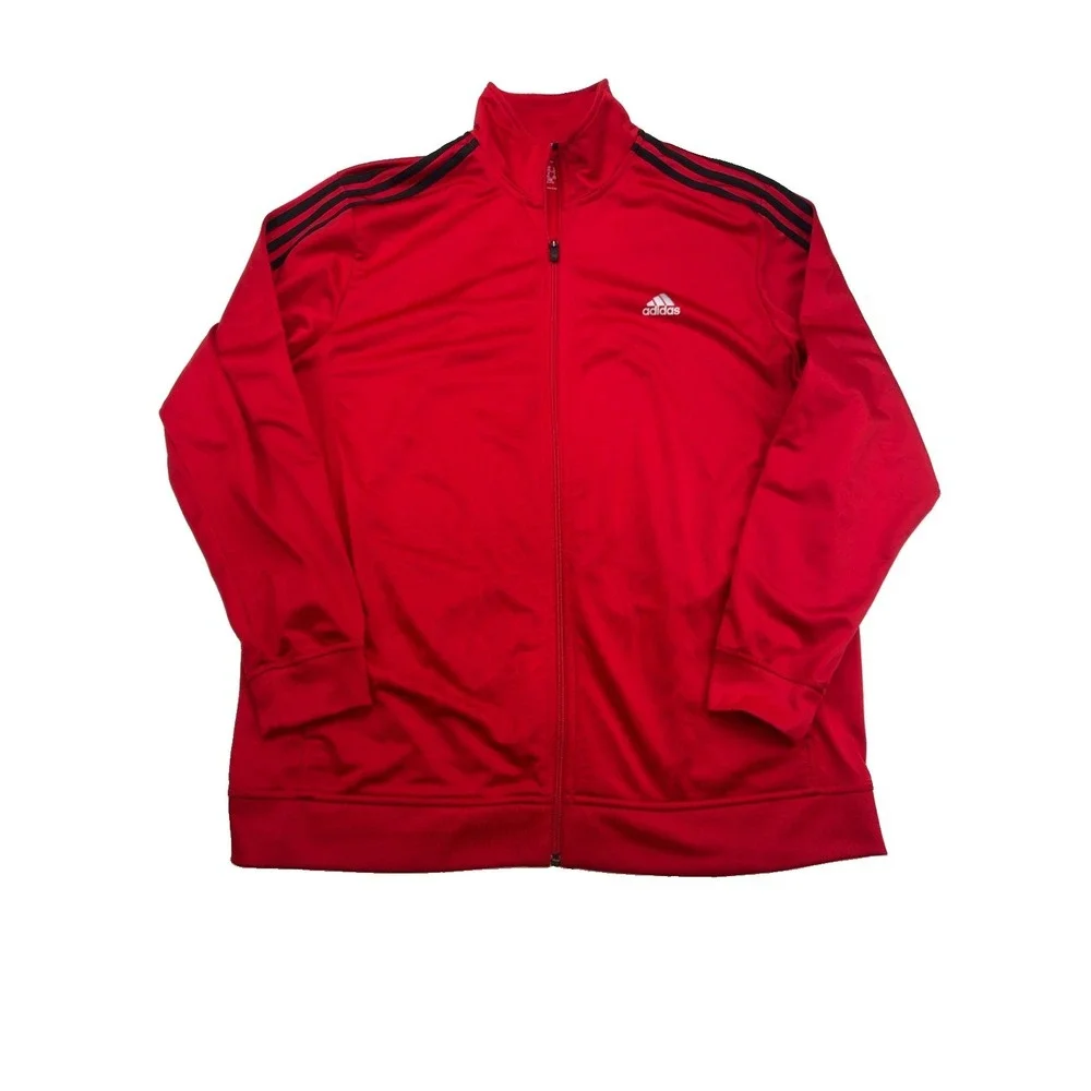 Adidas Men's Track Jacket 2XL Red Running Full Zip Performance